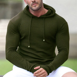 knitted long sleeve pullover hoodie for Men