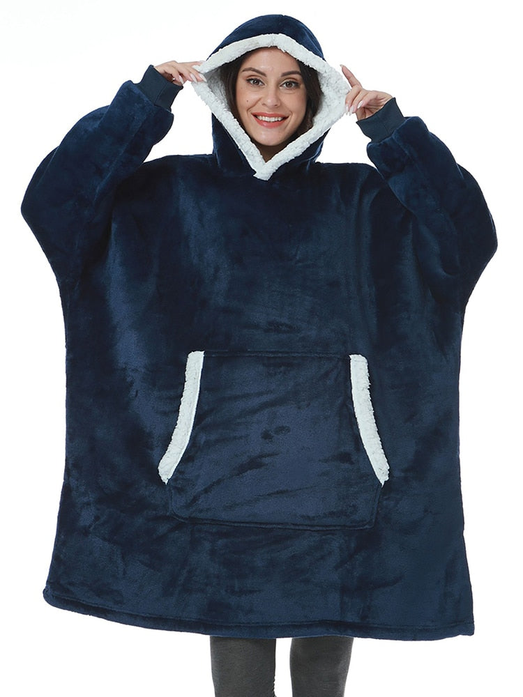 Acheter blue Oversized Tie Dye Fleece Giant Hoodies for Women