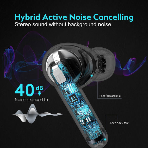 QCY Bluetooth Earphones with Noise Cancelling and Microphone Handfree