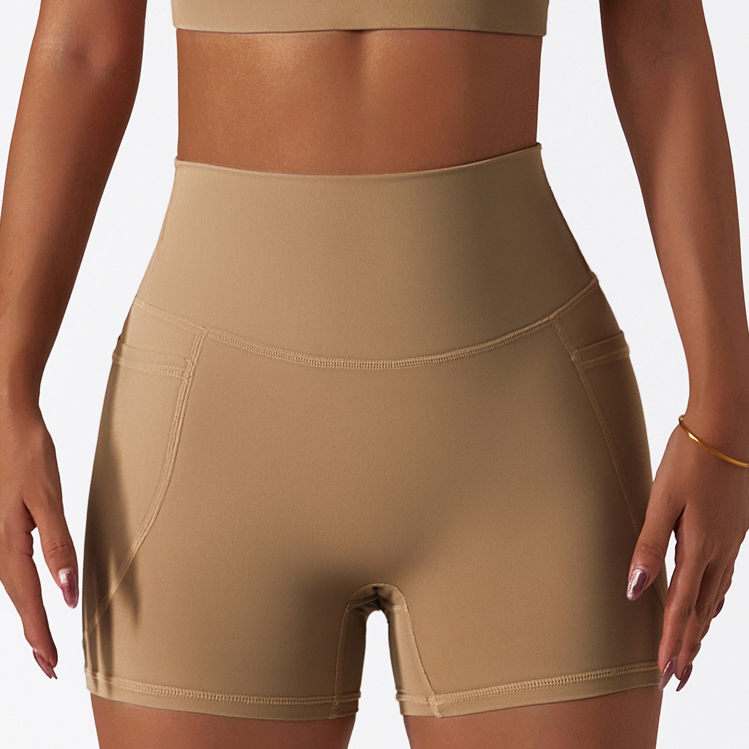 Comprar brown Comfortable Skin Friendly High Waist Yoga Shorts