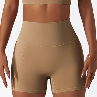 Compra brown Comfortable Skin Friendly High Waist Yoga Shorts