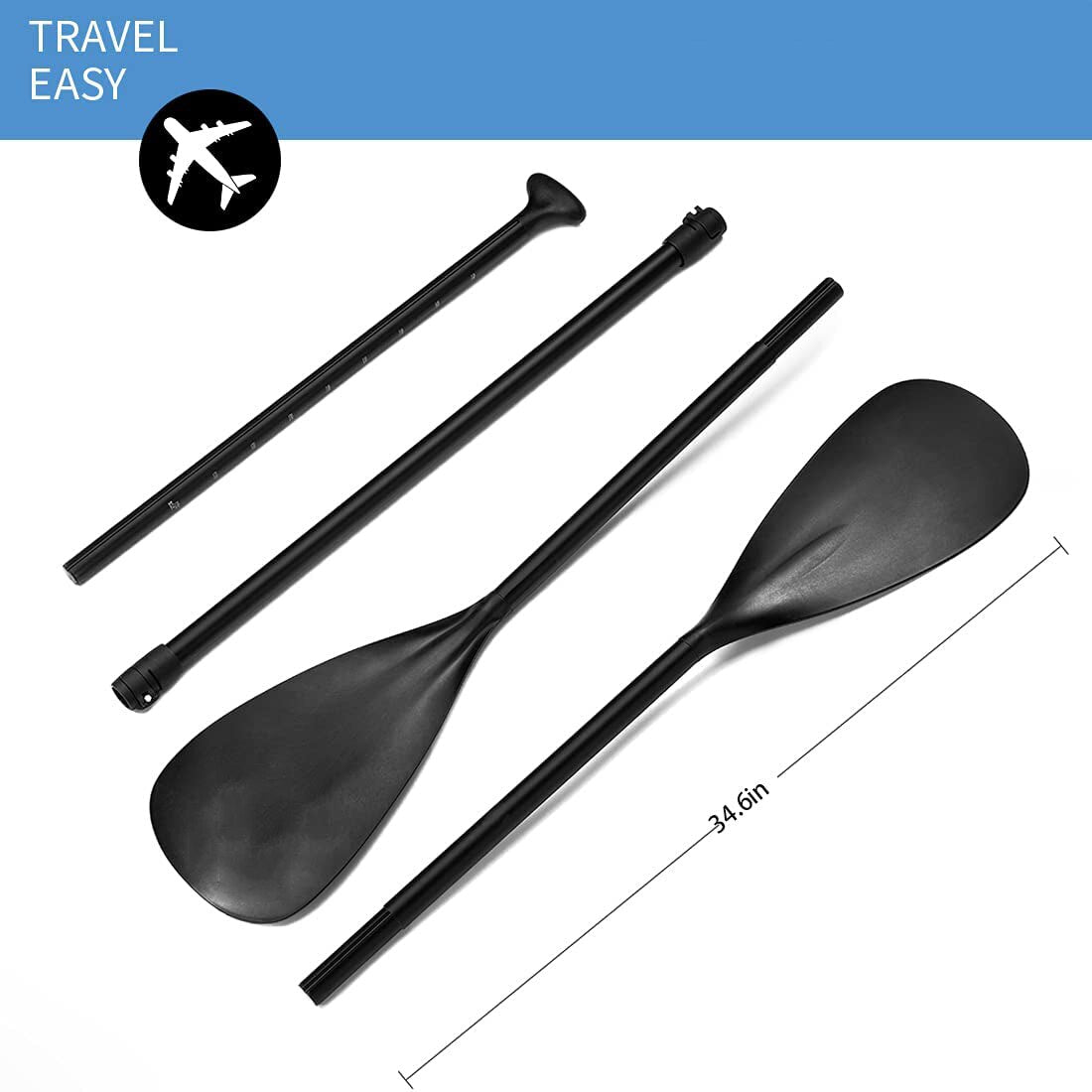 Adjustable 3-Piece Stand-Up Board Paddles of Aluminum Alloy