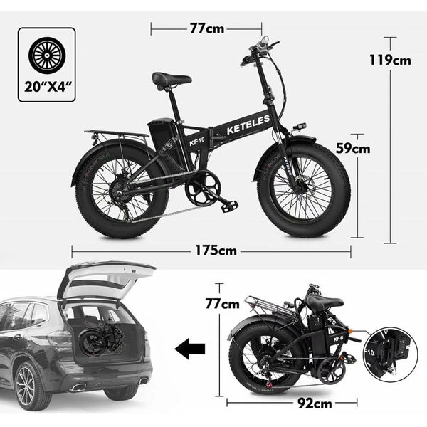Foldable fat 20inch tire 1000w electric bike | Free delivery